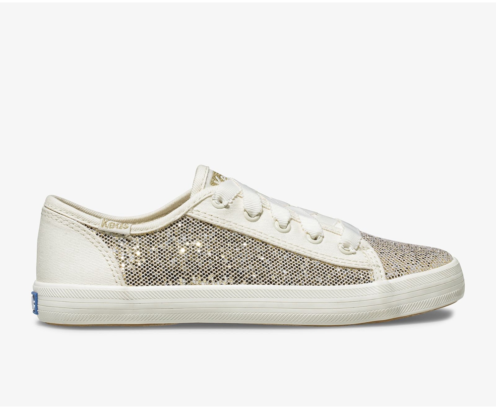 Basket Keds Enfant Blanche - Kickstart Metallic Sparkle - 240-BCYJQR